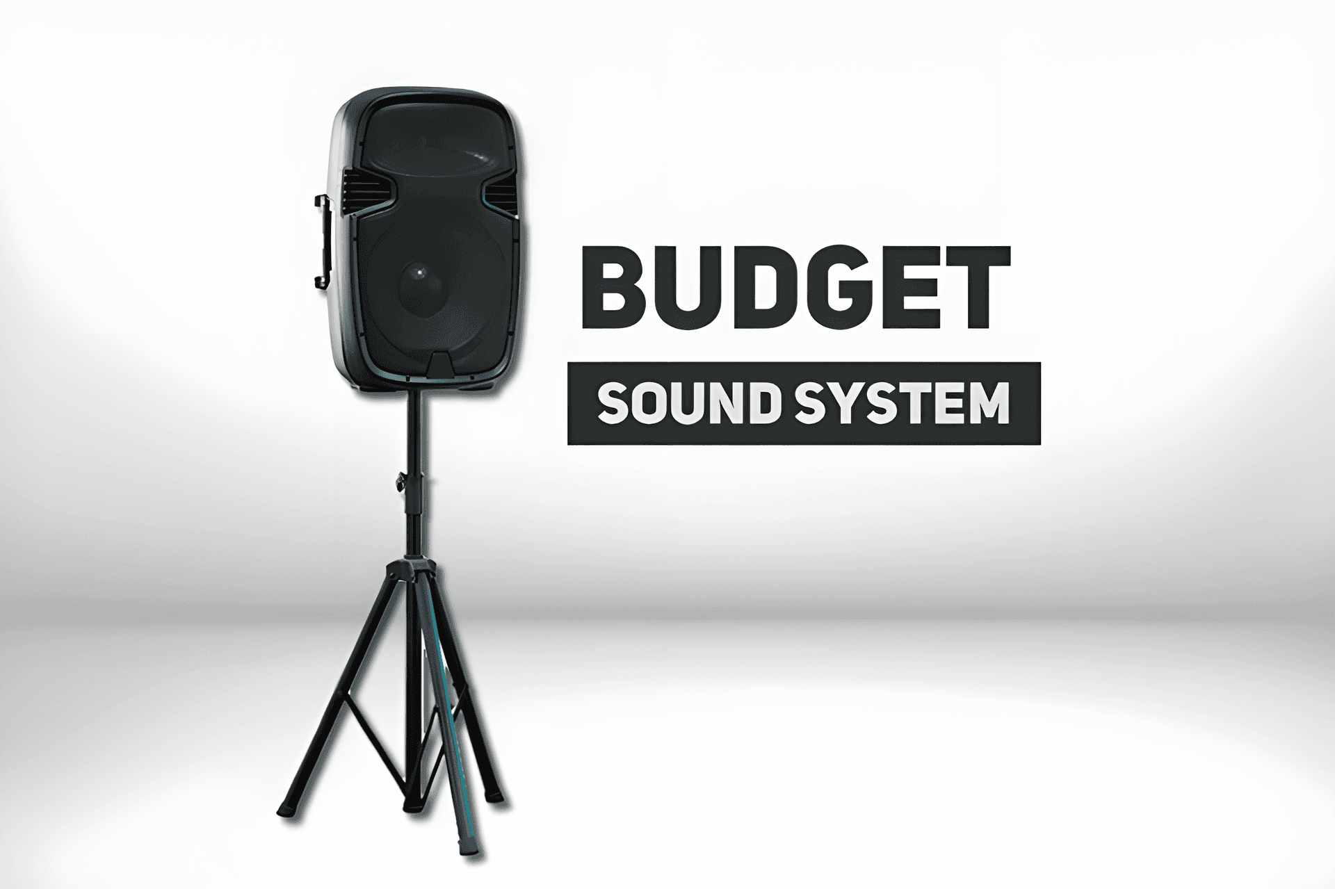Budget sound system rental Singapore — a single powered speaker on a tripod stand